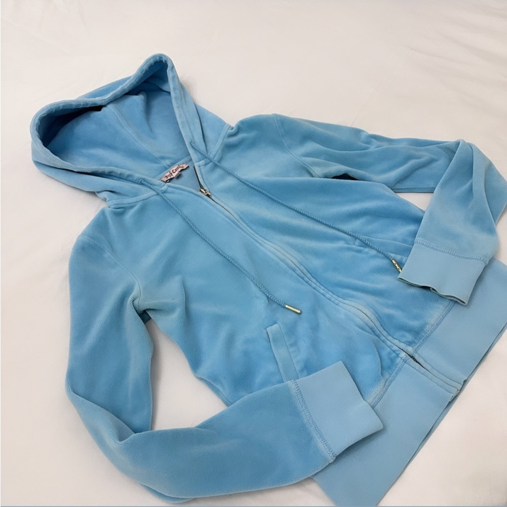 Juicy couture blue velour track jacket / zip up hoodie